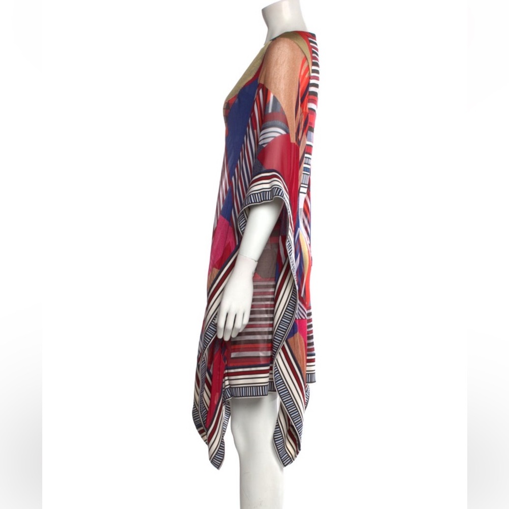 NWOT Dianne Von Furstenberg Colorful Geometric silk Kaftan dress Sz XS S… - Picture 2 of 3